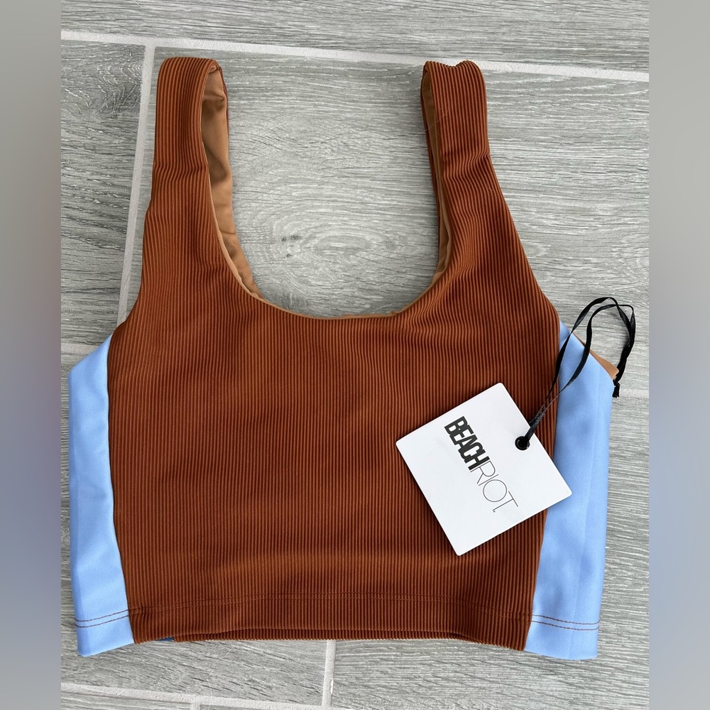 Beach Riot Two-Tone Brown and Blue Bra - Picture 3 of 5